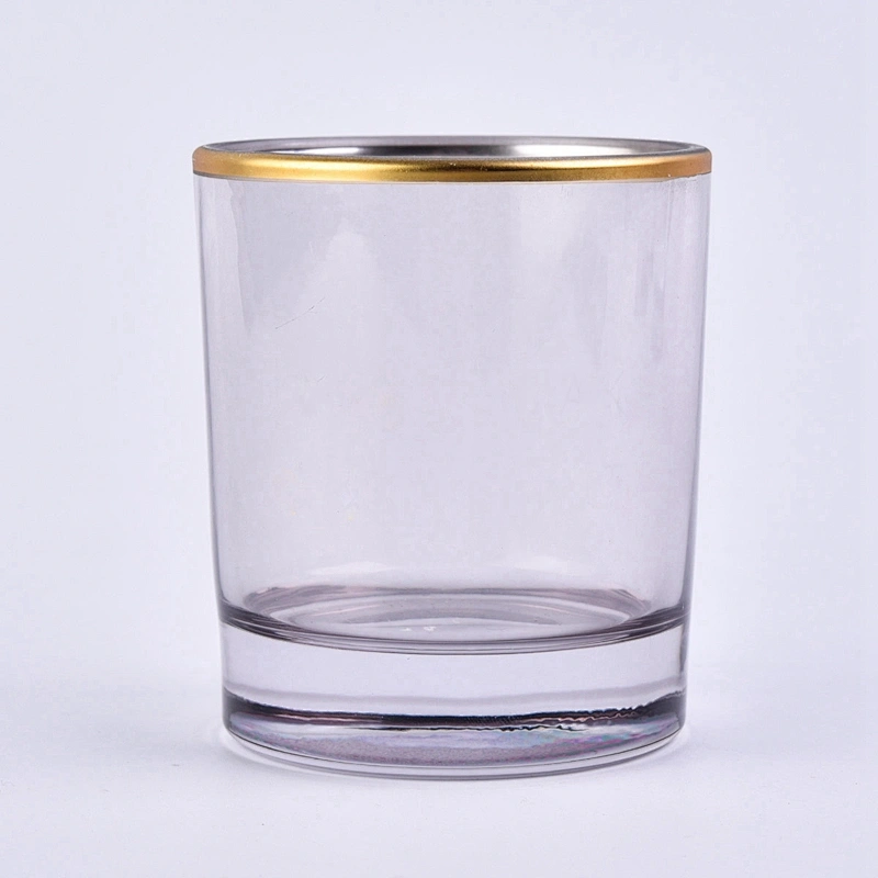 decorative gold rim glass candle jar