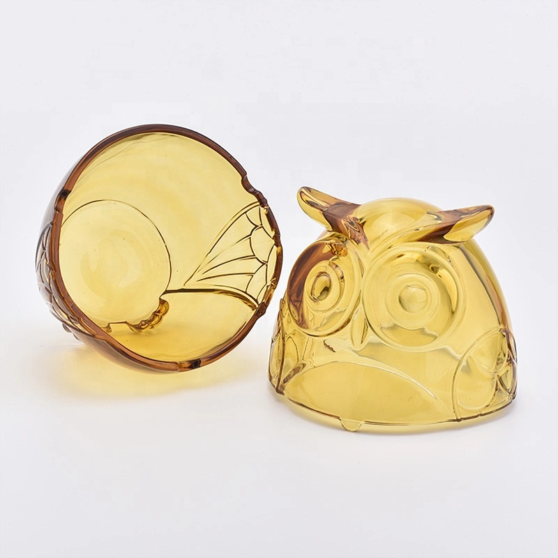 Owl shape glass candle jar custom home decoration
