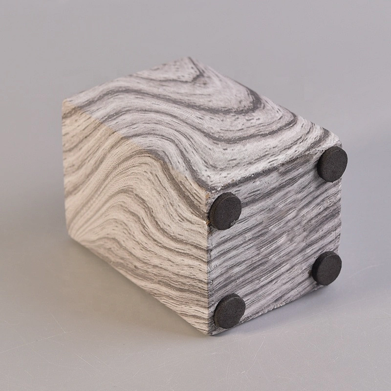 Wholesales Custom square grey Concrete Candle container