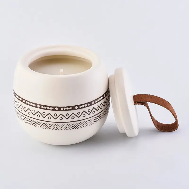 Ball Shaped Round Ceramic Candle Container With Lids