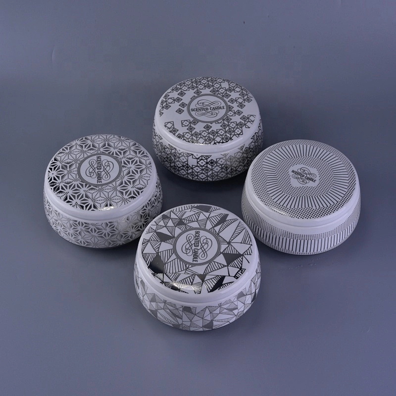 Wholesales home decor votive candle ceramic holder with lid 10oz 20oz