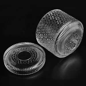 Wholesales empty luxury candle glass holder with lids 10oz 14oz 16oz