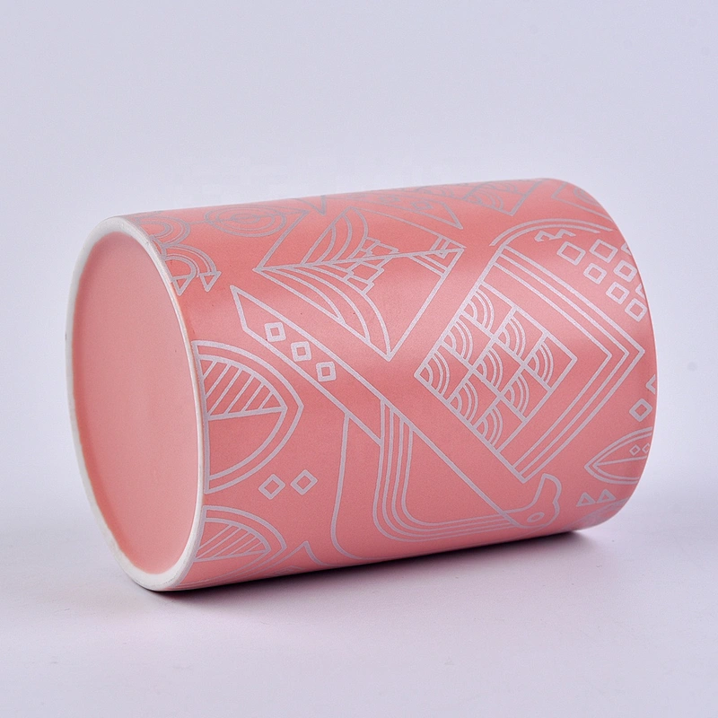 Sunny ceramic cylinder pink porcelain candle jar wholesale