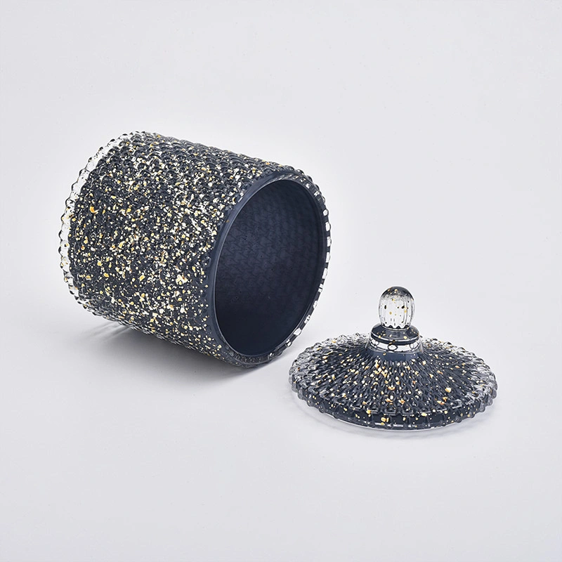 280ml Black Candle Holder With Gold Decoration