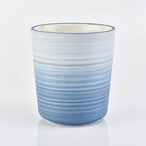 Wholesale matte empty blue decorative ceramic candle holders