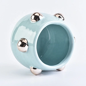8oz 10oz Wholesales blue custom empty ceramic candle jar