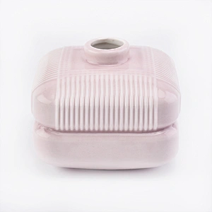 400ml square pink ceramic reed diffuser bottles for home decorations
