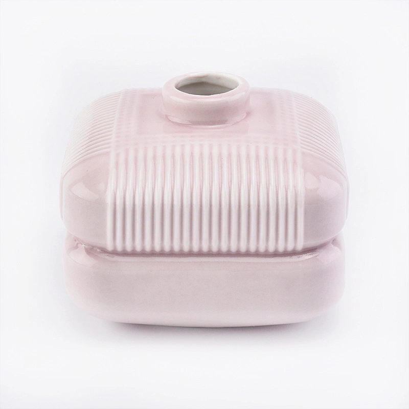 400ml square pink ceramic reed diffuser bottles for home decorations