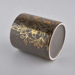In bulk luxury cylinder amber ceramic candle holders 8oz 10oz