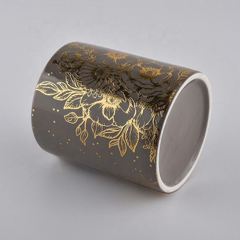 In bulk luxury cylinder amber ceramic candle holders 8oz 10oz