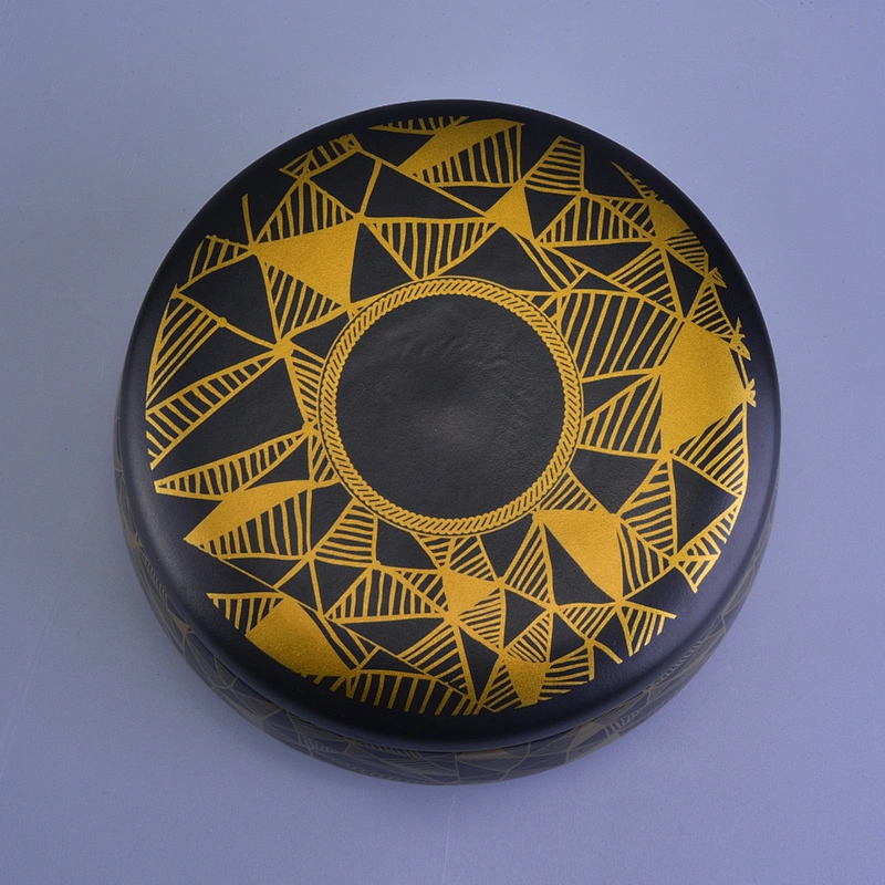 Sunny suppliers matte black scented ceramic candle holders with lids