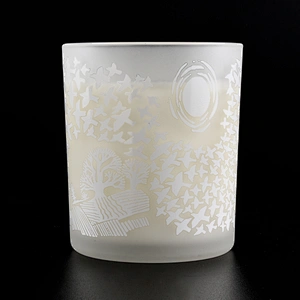 Custom high end scented soy frosted white glass candle holder