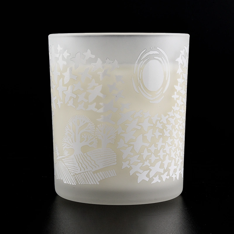 Custom high end scented soy frosted white glass candle holder