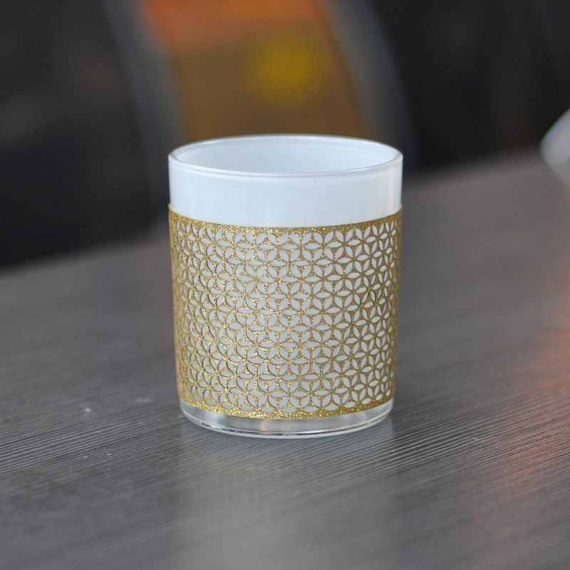 Sunny tealight Custom gold woven glass candle jar