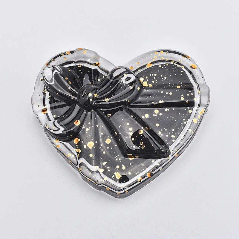 Luxury Black Heart Shaped Votive Glass Candle Jar With Lids