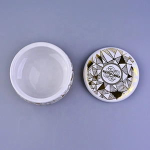 Sunny Wholesales luxury gold electroplated candle ceramic holders with lid