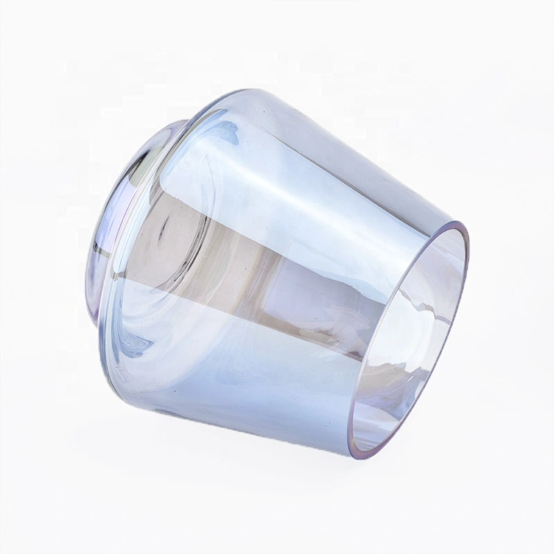 Home decoration empty iridescent tealight glass candle jars