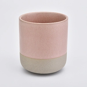 Pink Ceramic Candle Vessels With Natural Bottom