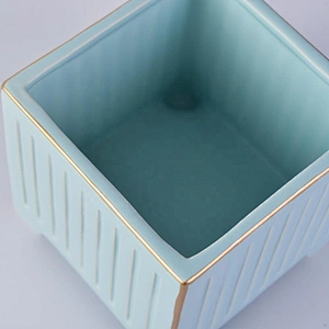 Christmas custom empty blue ceramic candle container