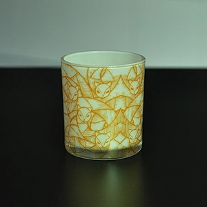 26+years brand cooperation 10oz flower printing custom glass candle holder