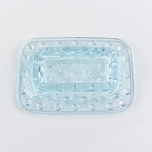 glass bath accessories spray sky blue glass soap dish for bathroom