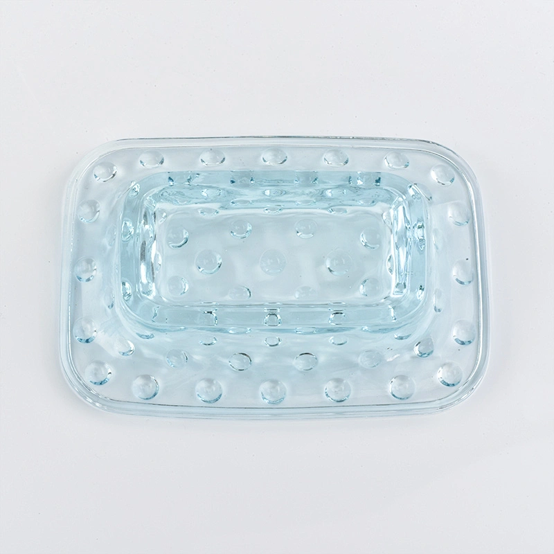 glass bath accessories spray sky blue glass soap dish for bathroom