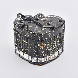 Luxury Black Heart Shaped Votive Glass Candle Jar With Lids