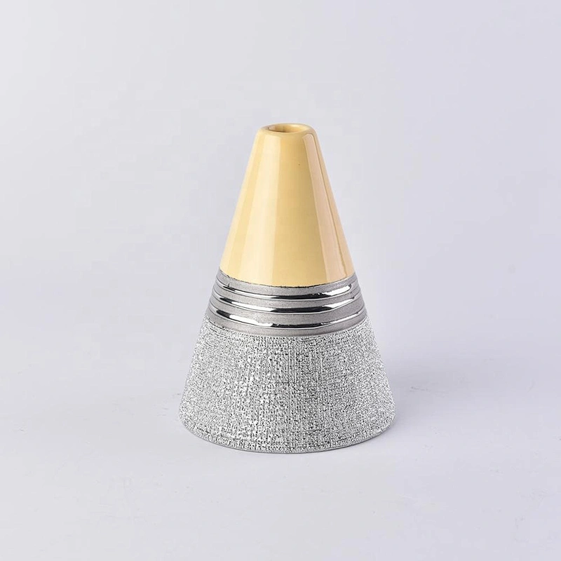 Vintage silver Triangle oil essential reed diffuser ceramic bottle