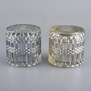 10oz large Supplier decorative glass candle vessel with lid