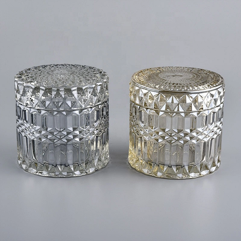10oz large Supplier decorative glass candle vessel with lid