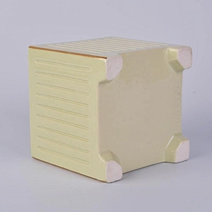 10oz 12oz wholesales customized empty stripes square ceramic candle holder