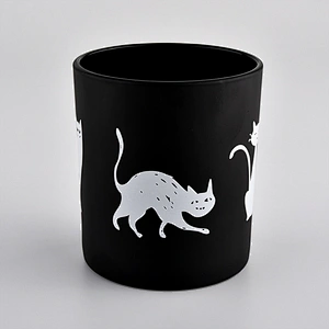 Matte Black Glass Candle Holder With Custom Logo