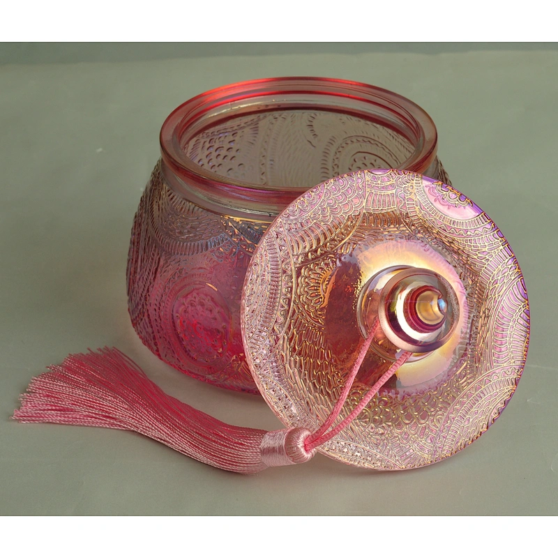 Home decoration tealight scented glass candle holder with lid