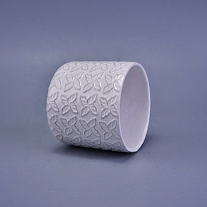 Wholesales white flower shape menorah ceramic candle cups