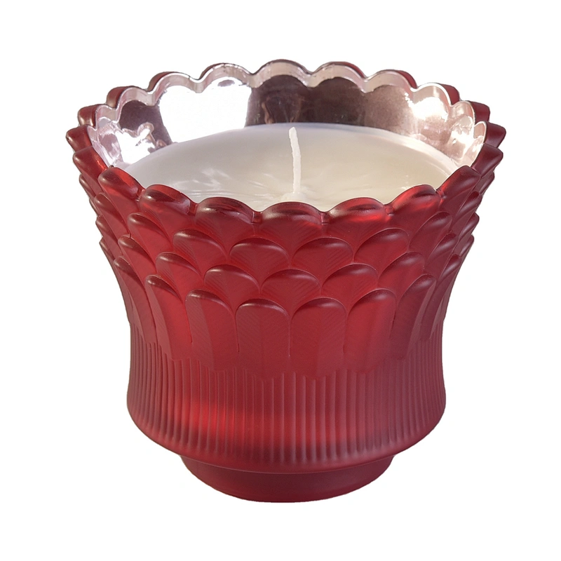 Wholesales home decoration feather luxury tealight glass candle jar vessels