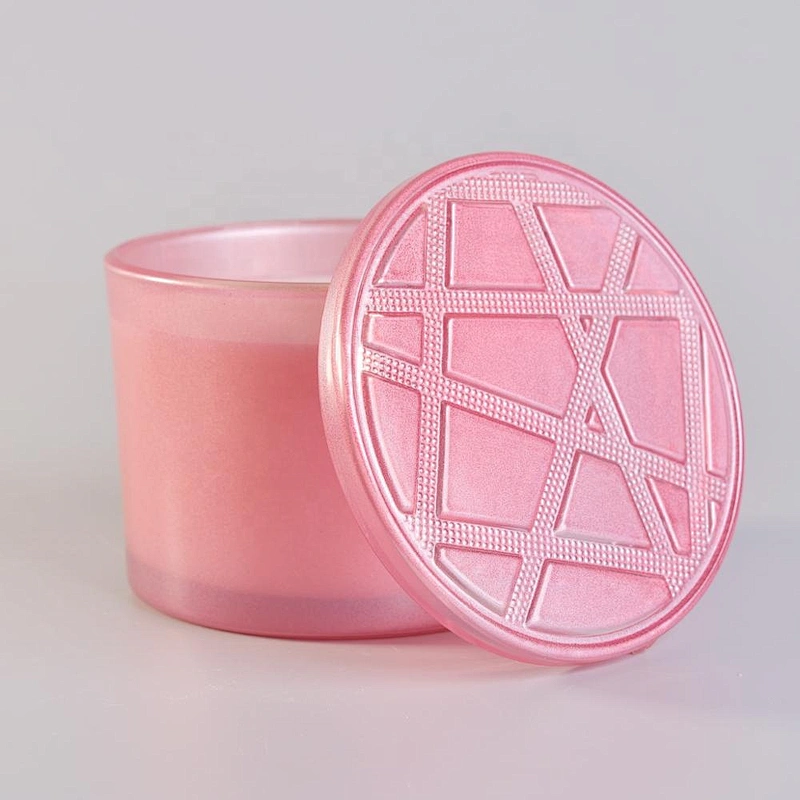 10oz 20oz Wholesales luxury pink candle glass vessel with lid