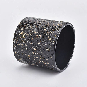 Black round glass candle container home decor