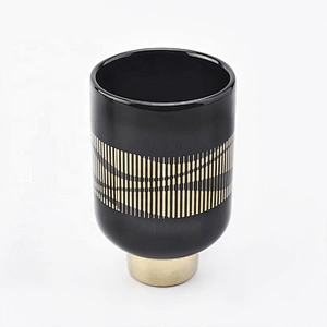 Wholesales luxury black standing votive candle glass holders 10oz