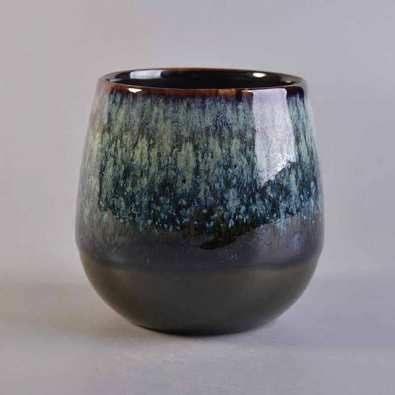 10oz Wholesales custom decorative blue ceramic candle holders