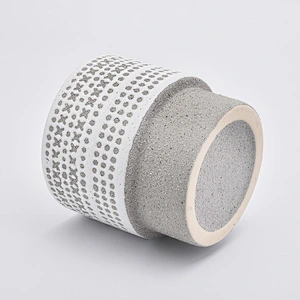 18oz Glaze Gray Pattern Ceramic Candle Holders Candle Jars for Home Decor