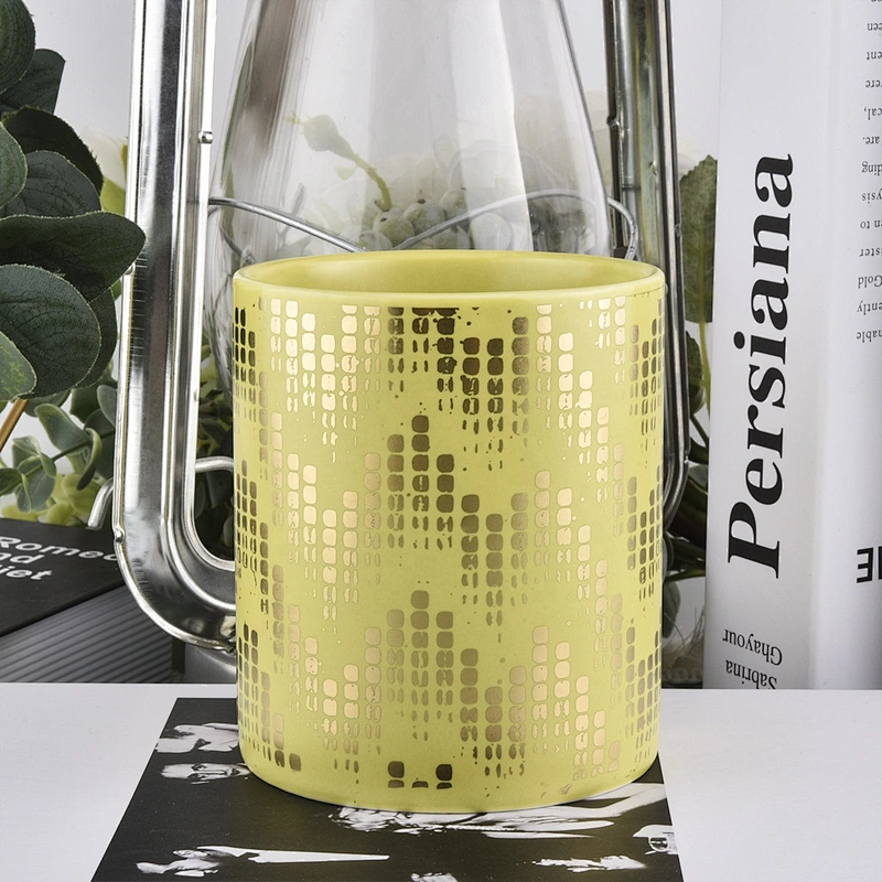 10oz Wholesales custom electroplated gold luxury ceramic candle jar holders