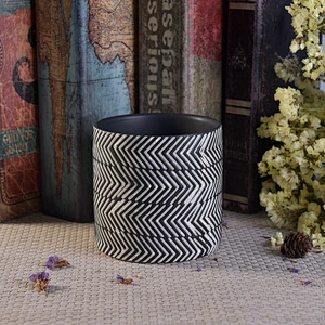 Customized Color Cylinder Black Ceramic Candle Vessels