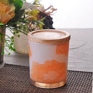8oz 10oz Wholesales empty painted glass candle jars with wood lid