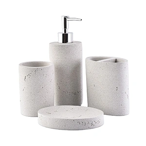 Sunny suppliers 4pcs white concrete bathroom accessories sets