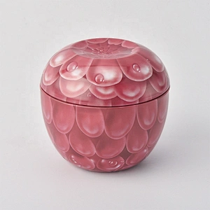 Metal Aluminum red apple shape 8 oz candle tins with lid