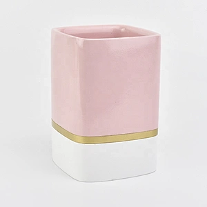 Wholesales square votive pink ceramic candle jars