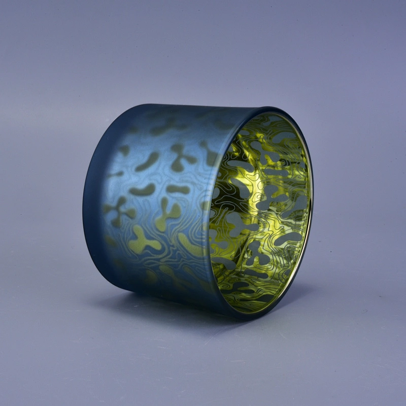 Sunny custom matte blue glass candle holder containers 10oz 12oz 16oz