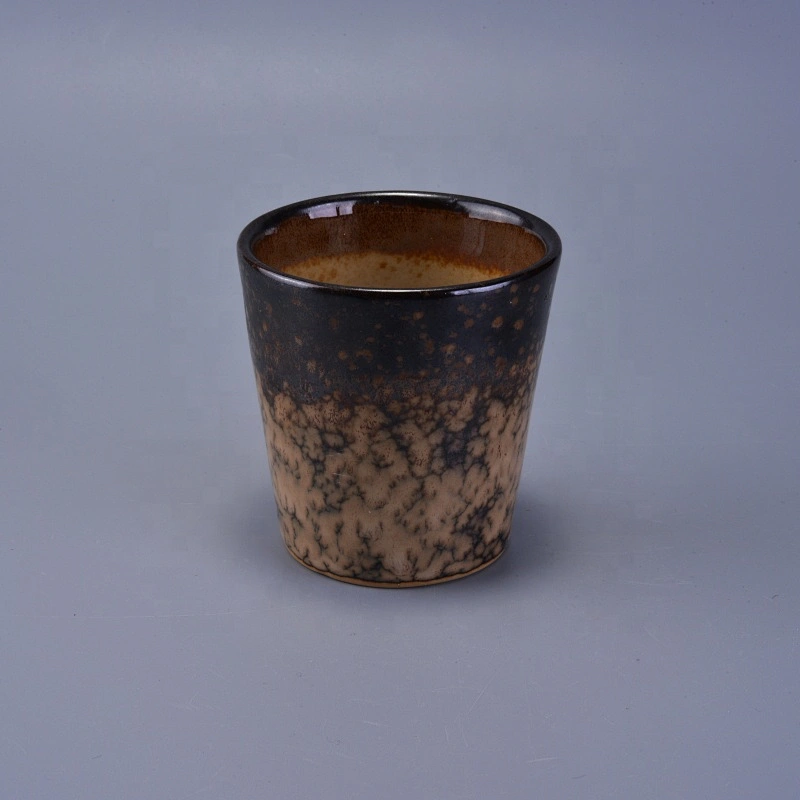 Vintage brown crackle ceramic candle holder bulk 100ml