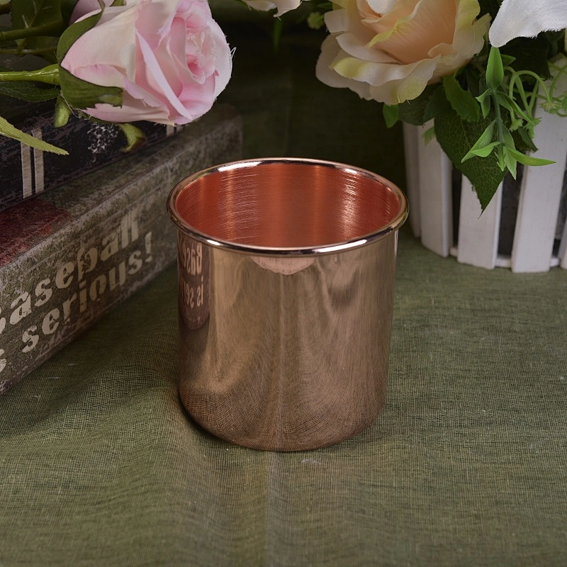 Vintage decorative pink metal candle holder