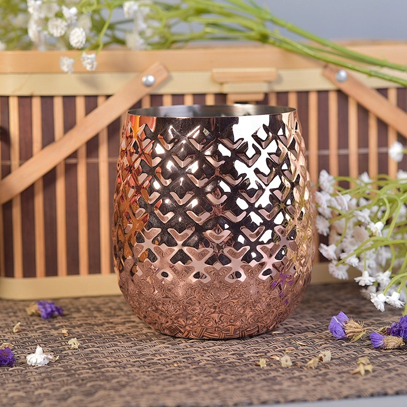 Golden custom geo metal aluminum candle jars